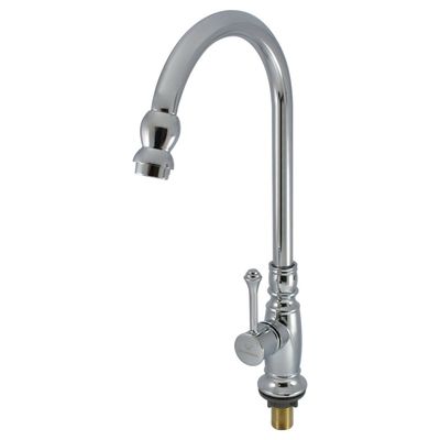 Moderne kookkraan van zinklegering met chroom afwerking voor warm en koud water