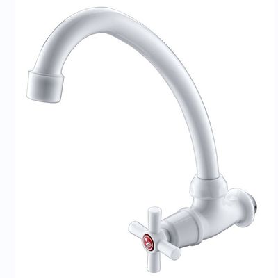 Moderne ABS Zwanenhals Kraan met Chroom Oppervlakte Afwerking Enkele Hendel Wandmontage Plastic Kraan