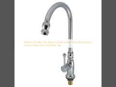 Moderne ontwerp zink legering trekken naar beneden zilver gootsteen keuken kraan mixer warm koud water kraan